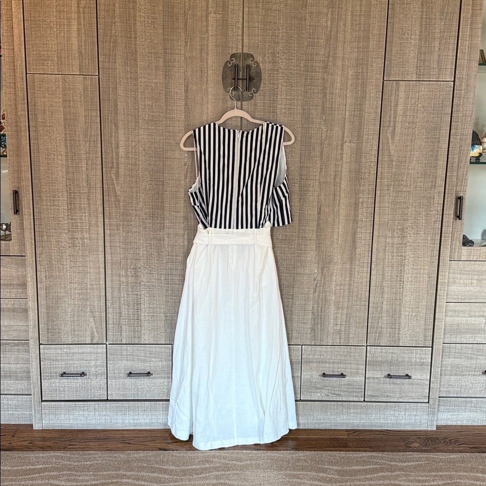Zara Belted Linen Blend Waist Cut Out Dress - Picture 4 of 17